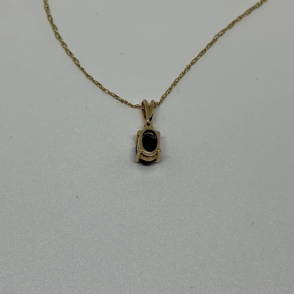 14k Gold, Onyx, Diamond Pendant & 14k Gold 16” Necklace - Picture 8 of 10